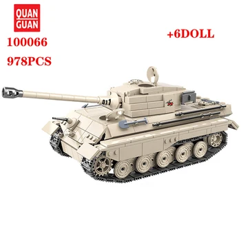 

978PCS WW2 Military Tiger King Tank Set Building Blocks Assembling Soldiers Weapon Bricks Toys For Children