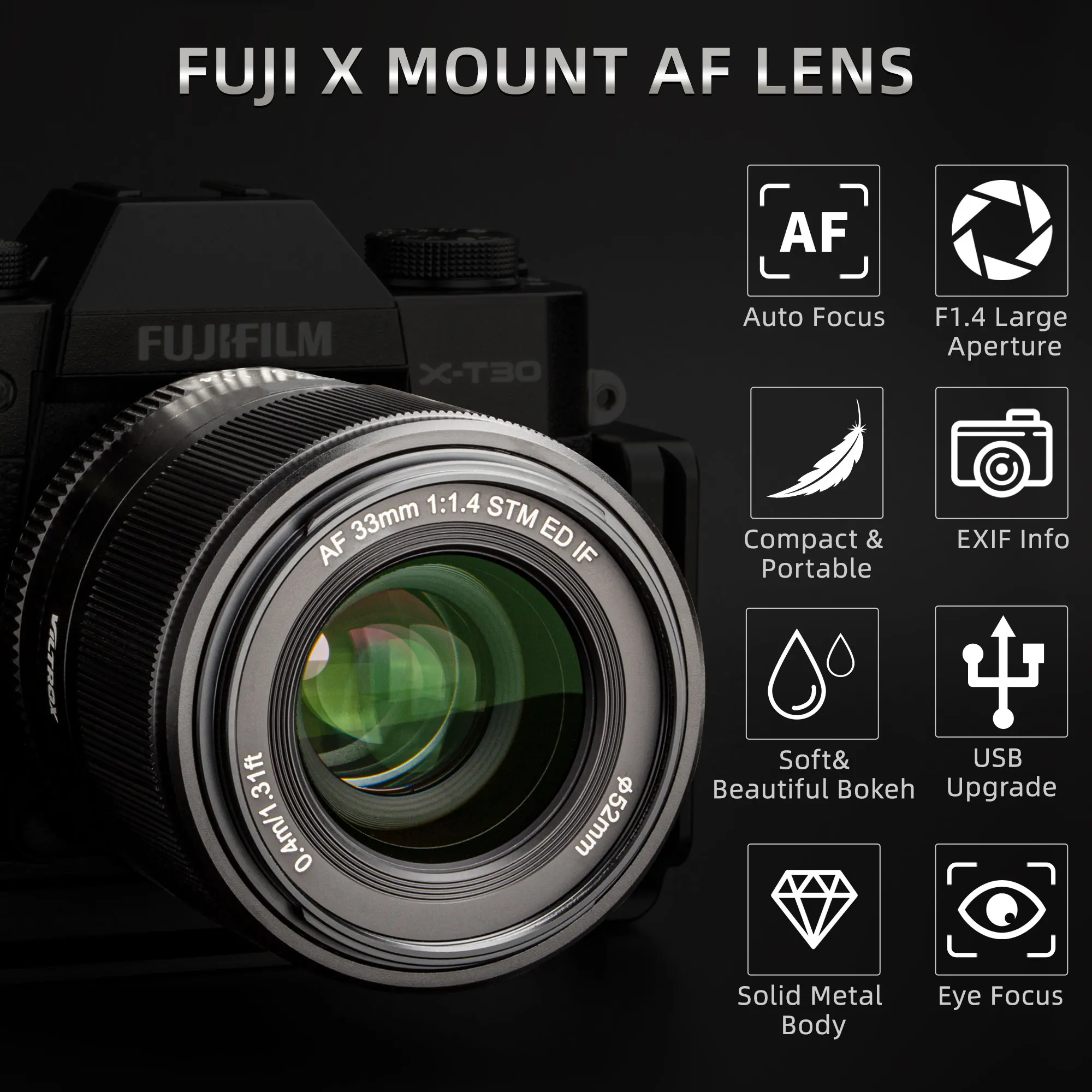 Viltrox 13mm 23mm 33mm 56mm for F1.4 AF Fuji Lens Auto Focus Large Aperture APS-C Lens Fujifilm X Mount X-T4 X-T20 Camera Lenses images - 6