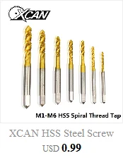 XCAN 1 шт. M2/M2.5/M3/M3.5/M4/M5/M6 титановое покрытие ручной кран HSS Метрическая прямая флейта резьбовой кран