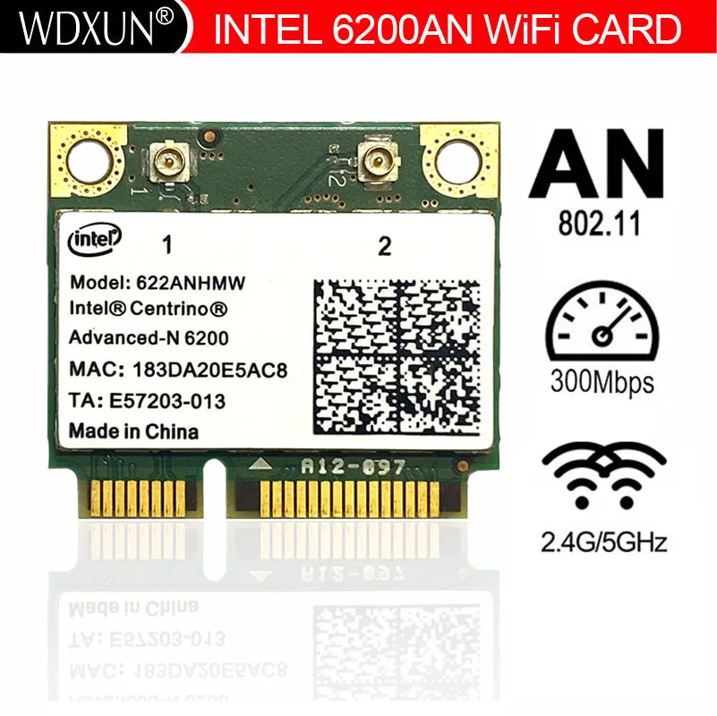 Intel6200 6200An Intel Advanced-N 6200 Intel 6200 Wireless-N Wifi 802.11A/G/N 300M Half Mini Pci-E Wlan Card