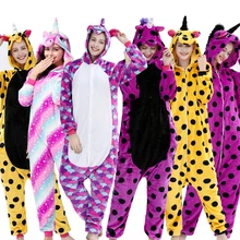 Kigurumi, зимняя теплая Пижама с единорогом, с капюшоном, для взрослых, комбинезон totoro Panda, Покемон, Ститч, пижама, комбинезон, одежда для сна