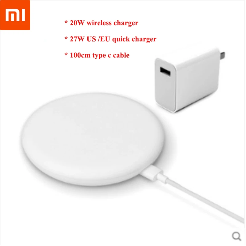 

20W Qi wireless charger original for xiaomi mi 9 27W quick charge adapter & type c cable for Mi 9T MiX 2S 3 Samsung Galaxy S8 S9