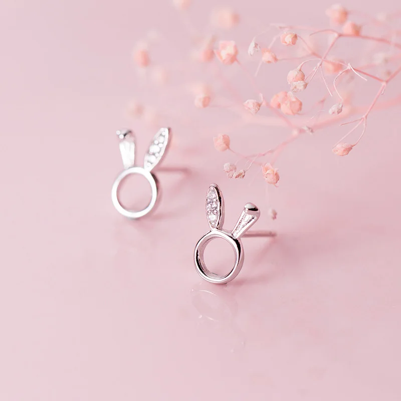 

Trusta 100% 925 Solid Real Sterling Silver Jewelry Fashion Cute Hollow Animal Rabbit Stud Earring Gift For Girl Teens Lady DA12