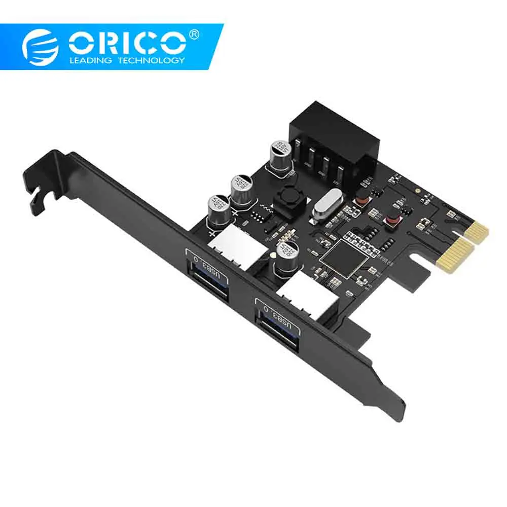 ORICO SuperSpeed 2 порта USB3.0 PCI-E Express Card USB 3,0 концентратор адаптер PCI-E плата расширения с 15pin SATA разъем питания