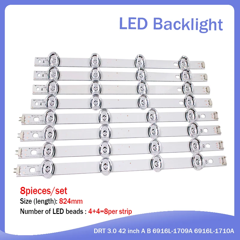 Leds para lg Backlight Lâmpada Tira 8 42ly320c Lc420due Innotek Drt 3.0 42 Polegada tv 42lb5610 42gb6310 42lb6500 42lb552v 825mm Led