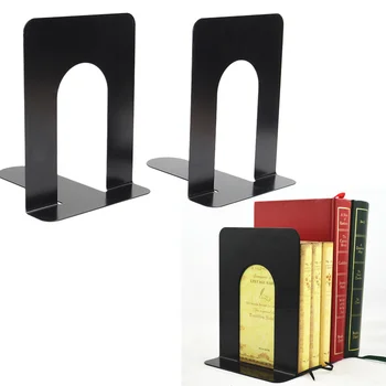 

Pair L-Shaped Bookend Anti-skid Shelf Book Case Holder Desk Book Organizer Stand Metal Home Office School Stationery