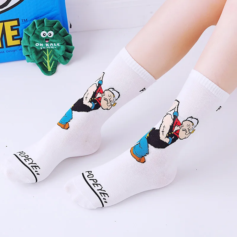 Аниме Popeye матросский брелок оливковый Oyl Милый Забавный Мультфильм осень зима женские хлопковые носки Спортивные Повседневные персонализированные kawaii