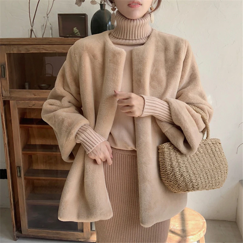 

Autumn Winter New Plush Imitation Rabbit Fur Autumn Winter Warm Fur Coat Coat Female Imitation Fur Plush Outwear