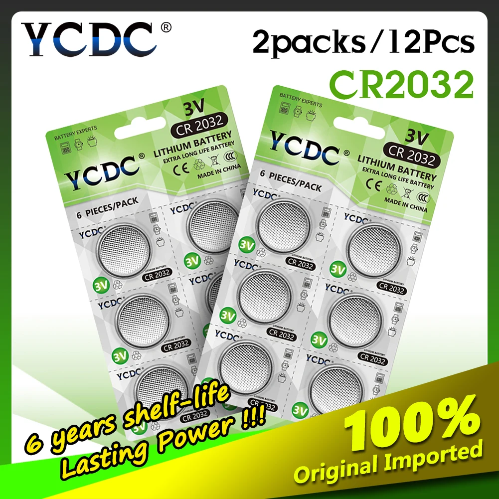 12 шт/2 карты YCDC 3 в CR 2032 батарея для монет DL2032 5004LC KL2032 литиевая Кнопка CR2032 часов