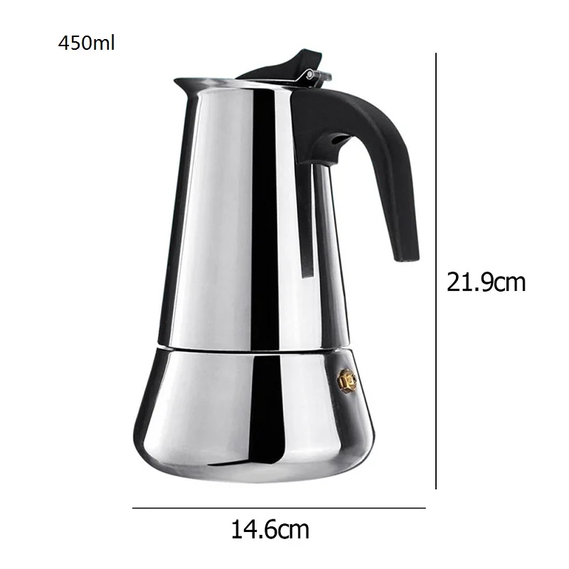 Big Bell 450ML Нержавеющая сталь фильтр Плита Топ мокко кофе горшок Мока Итальянский Эспрессо кофеварка Перколятор инструмент - Цвет: Big Bell 450ML
