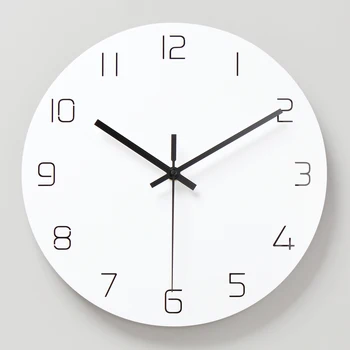

White Round Wall Clock Simple Decorative Creative Nordic Modern Clock Wall Clock for Living Room Kitchen Office Bedroom