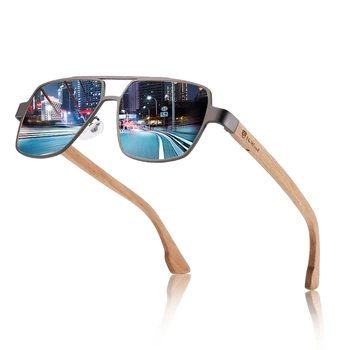 Hu Wood Classic Polarized Sunglasses Men Brand Designer Sun Glasses Travel Driving Square Night Vision Glasses Eyewear UV400
