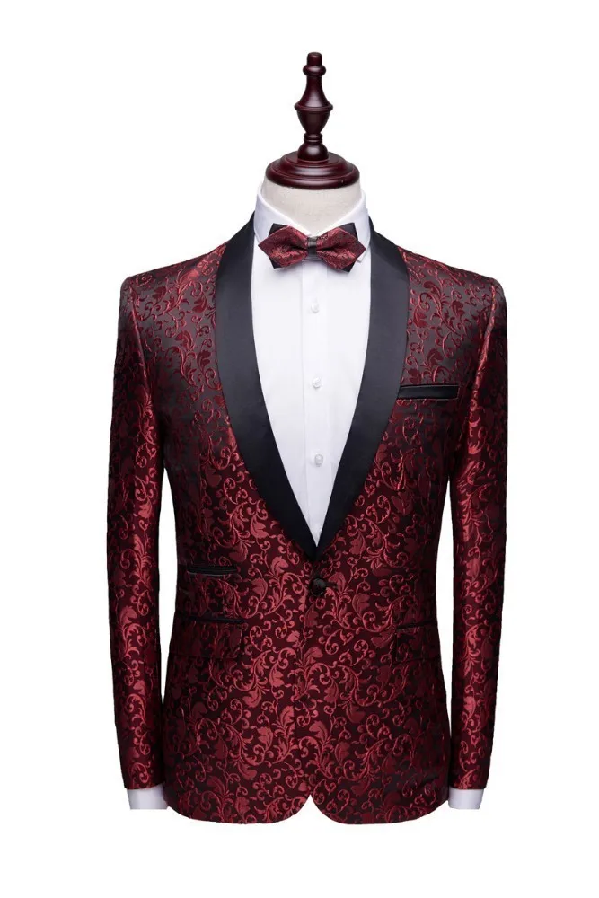 Mode Wijn Rode Jas Broek Pak Slim Fit Zakelijke Jurk Pak Mannen Prom Prestaties Jasje Terno Masculino deluxe 2 stuk