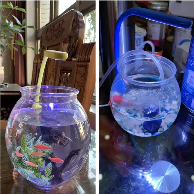 Ciotola Per Pesci Rotonda In Plastica Trasparente - Piccolo Acquario Per Decorazione, Centrotavola, Feste O Giochi, Ideale Per Libreria E Scrivania - Foto 10
