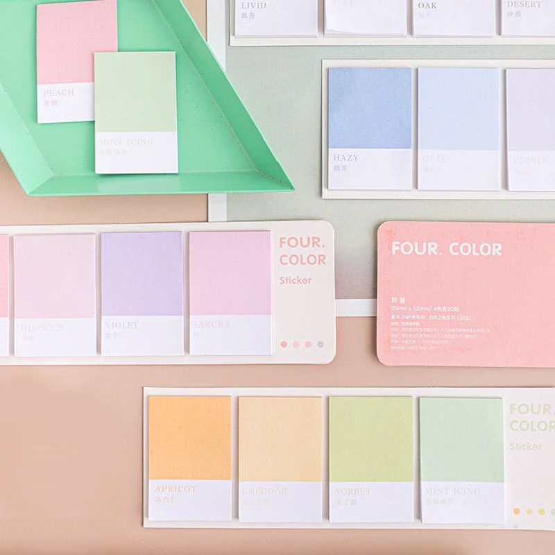 Quatro cores/conjunto kawaii memo pads para estudantes diário criativo derocation mensagem papel bonito post it pegajoso notas papelaria novo
