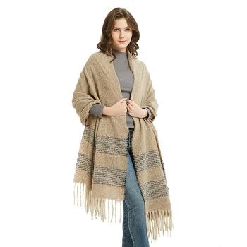 

Burr scarf 2019 autumn/winter cross-border source similar to cashmere feel-flow su striped thick soft neck shawl