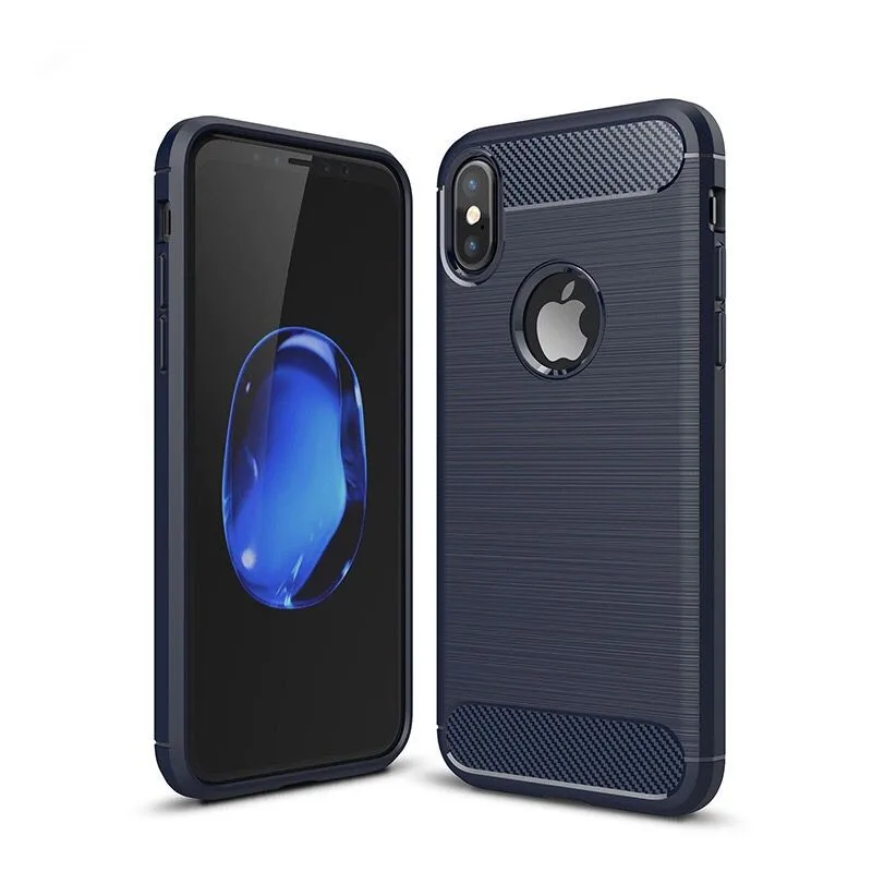 cheap Carbon Fiber Brushed Phone Case For iPhone XS MAX XR X Case Silicone Back Cover For iPhone 7 8 6 6s Plus 5 5s SE Protective Case