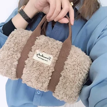 

Winter Lambswool Handbag Designer Small Soft Plush Crossbody Bags for Women Fashion Wide Strap Women Shoulder Bag 2021 Mini Bag