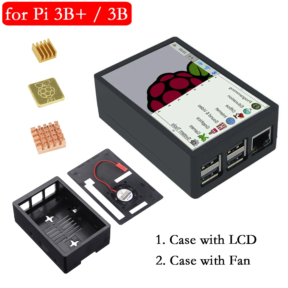 

Raspberry Pi 3 ABS Case with 3.5 inch Touch Screen LCD Display or Plastic Box Enclosure with Fan for Raspberry Pi 3 Model B 3 B+