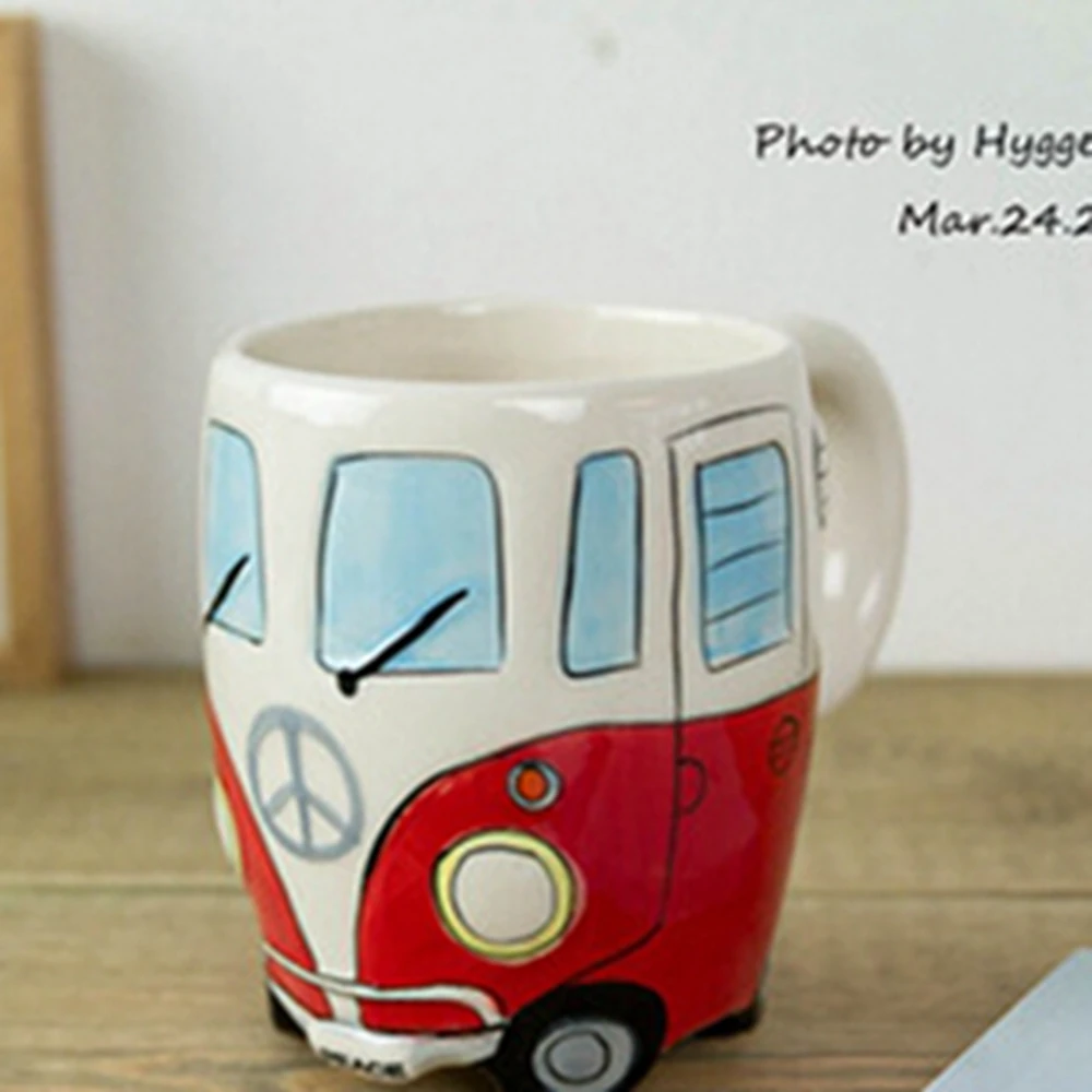 Симпатичные оригинальность Керамика чашки ручная роспись ретро двухэтажный автобус кружка Кофе молока Чай чашка, бутылка для воды питейная посуда кружки