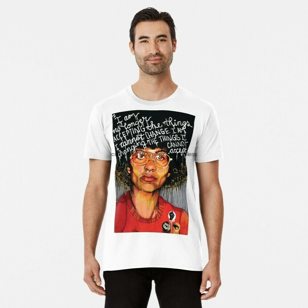Футболка Angela Davis забавная белая хлопковая футболка на день рождения винтажный