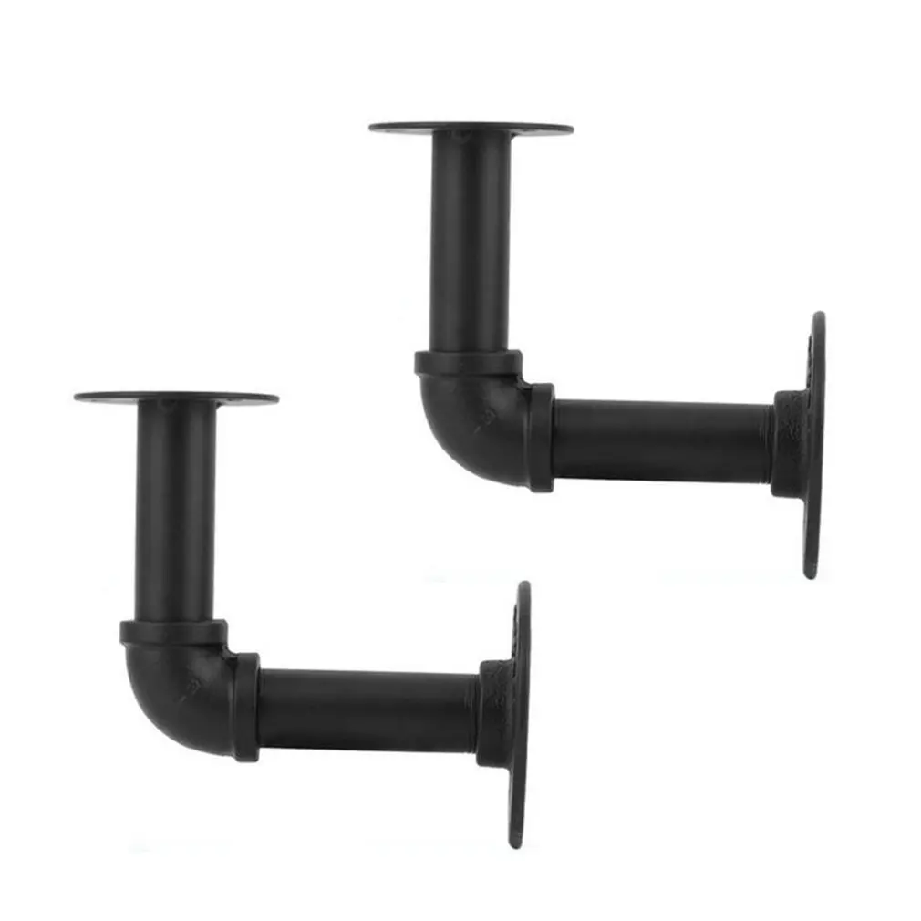 

Vintage Black Iron Pipe Shelf Bracket Wall Mounted Storage Shelf Holder Racks Bethroom Bookcase DIY Decor