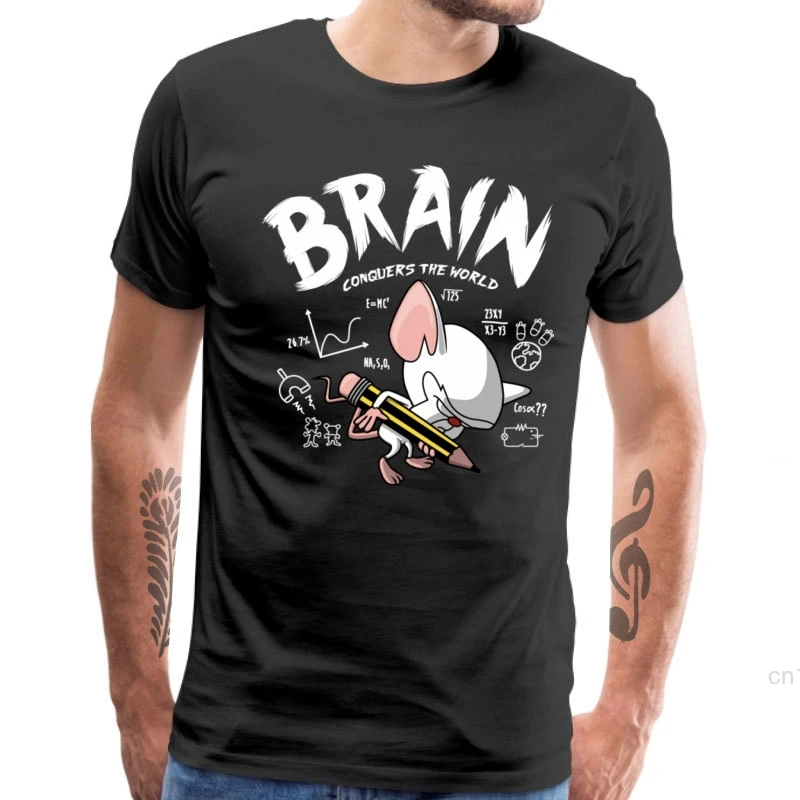 Футболки Geek Rat для мужчин футболки Brain Conquers The World Funny Math с круглым вырезом 100% хлопок