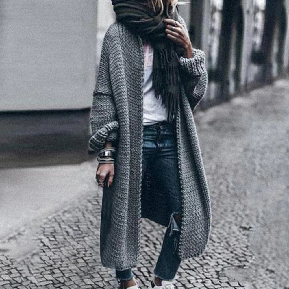 

Long Knitted Sweater Coat Women Oversize Cardigan Sweater Vintage Sweater Jacket Autumn Winter Long Sleeve Tricot Overcoat Mujer