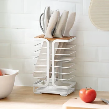 

Multifunctional Iron Wood Dish Drying Rack Kitchen Storage Washing Holder Kitchen Knife Holder Sink Drainer Organizer Shelf