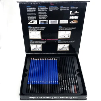 

50Pcs Sketching Pencils Set Professional Drawing Wood Pencil Kit for School Students Painting Tool Art Supplies