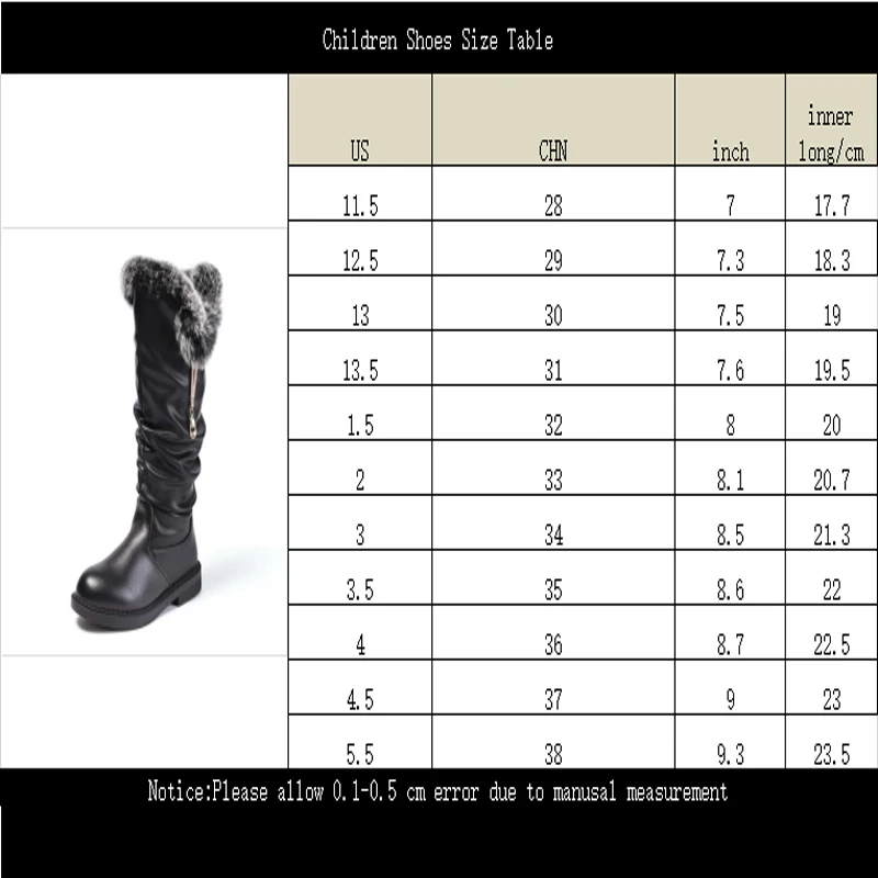 winter new high boots girls children plus velvet genuine leather rabbit hair children's boots