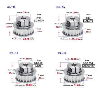 

1Pcs XL 15Tooth-25Tooth Synchronous Wheel Clamping Type Timing Belt Pulley Width 11mm Bore 5-15mm