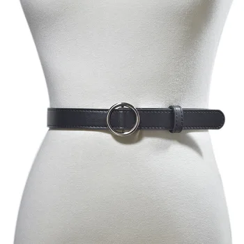 

New Hot Selling Women's Waistband Fashion All-match Vintage Matte Silver Buckle Leather Belt Discount Belt