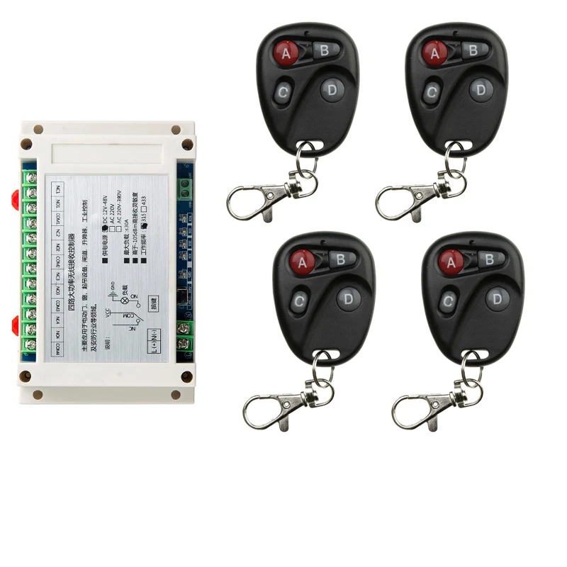 

DC 12V 36V 48V 4CH 4 CH 4 Channel 30A Relay RF Wireless Remote Control Switch System 315 MHz 433 MHz Transmitter And Receiver