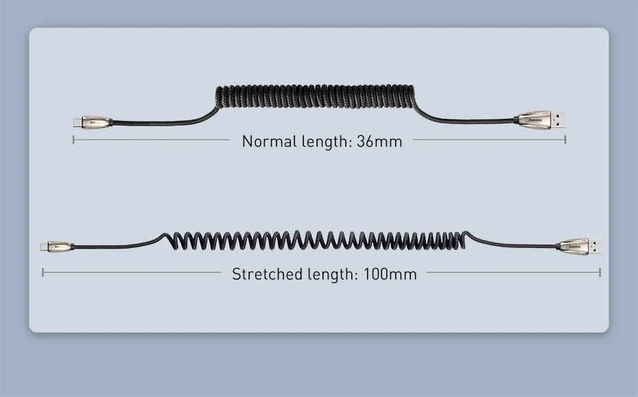 Baseus usb type-C кабель для быстрой зарядки type-C кабель для samsung S9 S10 huawei P30 Pro Lite Автомобильное зарядное устройство кабель USB-C пружинный шнур