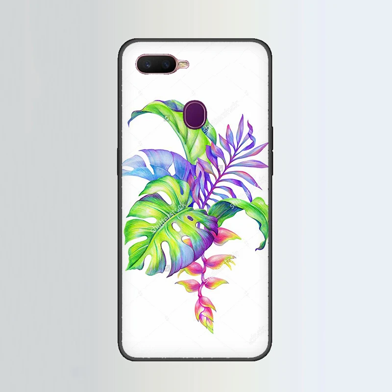 Тропические растения и листья силиконовый чехол для телефона для OPPO R17 R15 F11 F9 Pro R11s A77 R11 R9s F9 F7 A73 A83 A59 A39 A5 - Цвет: B2