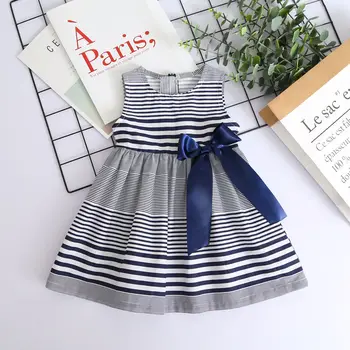 

Nerlero Girls Dresses 2020 New Summer Girl Clothes Cotton Stripe Printed Flying Sleeve Dress for 3-8 Years Bow Princess Dress