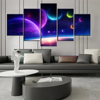 

5 Pieces Fantasy Art Space Planet Oil Pianting on Canvas Room Decor Wall Stickers Canvas Art Paints Home Decor Wall Art Murals