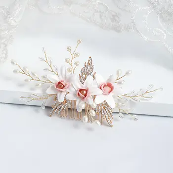 

1pc Headdress Charming Elegant Fashion Crystal Hair Comb Flower Shape Headwear Wedding Headdress for Women Bride