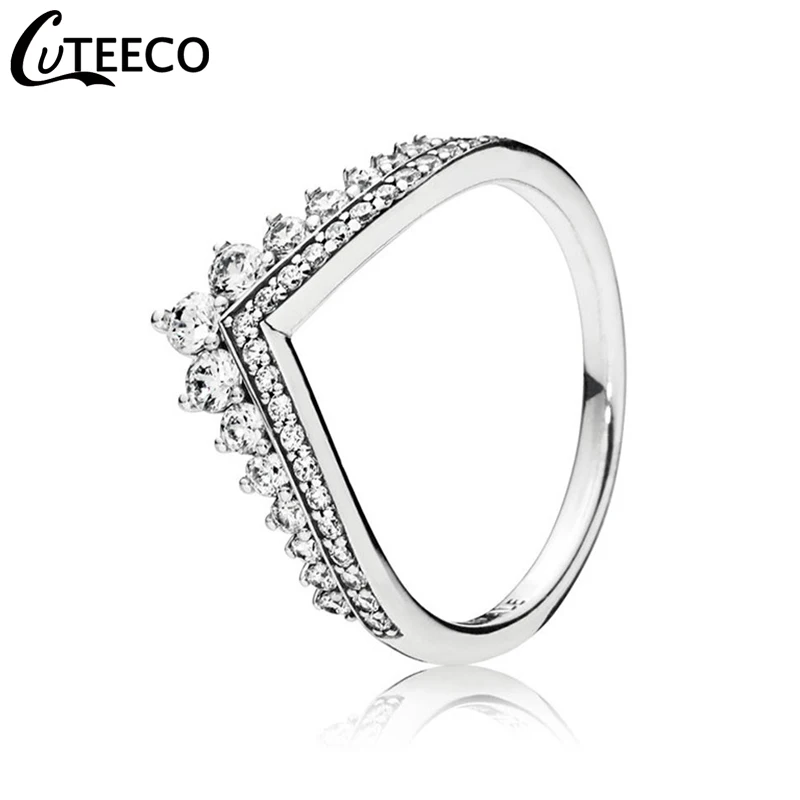 CUTEECO новая корона принцесса темперамент стек кольцо для женщин Роскошные свадебные ювелирные изделия, обручальное кольцо подарок
