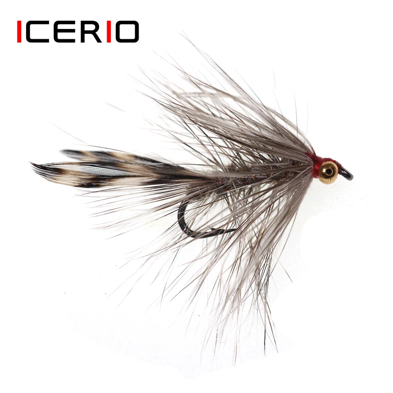 

ICERIO 6PCS Bead Chain Eyes Wet Fly Tying Hook Trout Fishing Fly Lure Bait 10#