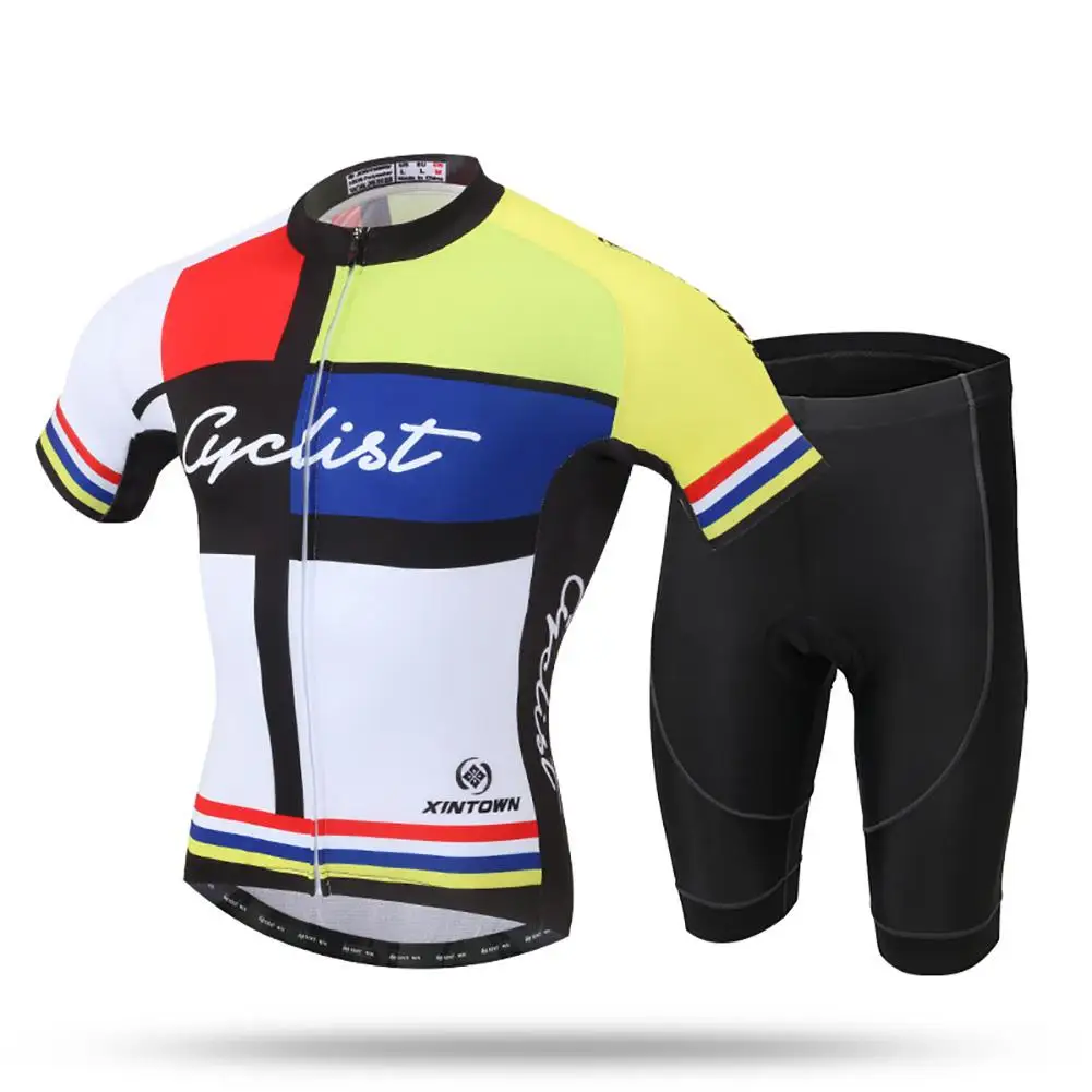 

Yfashion Cycling Clothes Short Suit Summer Short Sleeve Set Male Bicycle Set Men's Soccer Jersey Sportswear