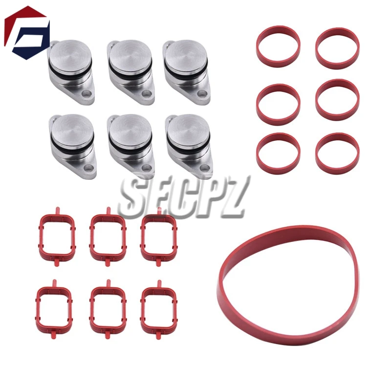 6PCS 22mm/33mm Swirl Flap Blanking Plates Seal Intake Manifold Gasket REPAIR DELETE KIT For BMW E39 E60 320d 330d 520d 525d 530d