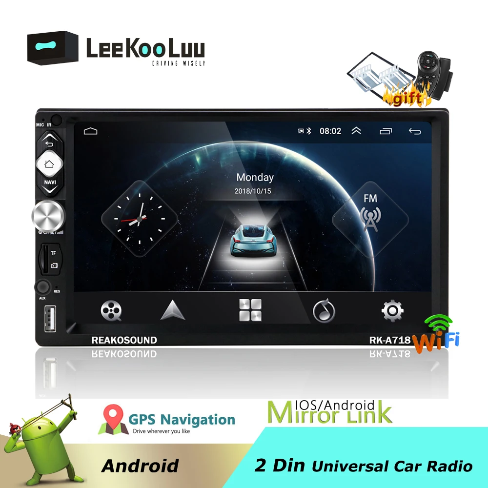 LeeKooLuu 2 Din Android автомобильный радиоприемник gps навигация 7 &quotавтомобильный
