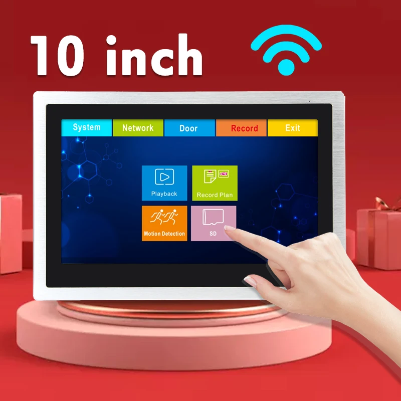 Видеодомофон HomeFong Wi Fi 10 дюймов сенсорный экран 2 камеры запись 1080P|Видеодомофон| |