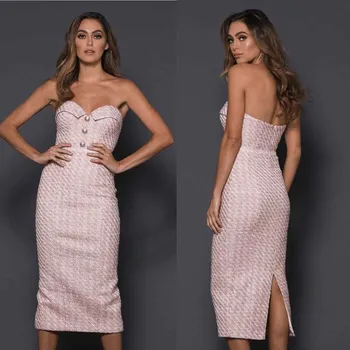 

Wholesale 2019 New woman's dress Pink Strapless Sweet and sexy celebrity cocktail party dress