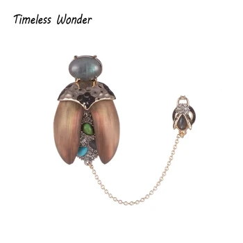 

Timeless Wonder Stunning Encrusted Stone Insect Brooch Pin Women Jewelry for Gown Designer Gothic Rare Boho Bontique Ins 5711