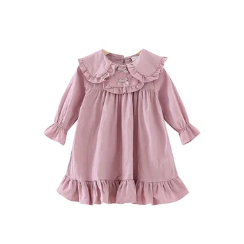 

WLG Girls Dress Baby Cute Dresses Spring Autumn Yellow Purple Long Sleeve Bow Dress Kids Girl Princess Clothes for 1-6 Years