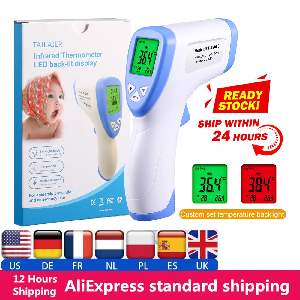 

Adults Infrared Thermometer Baby Thermometer Non-Contact Forehead Gun Digital Thermometer 12 Hour AliExpress Standard Shipping