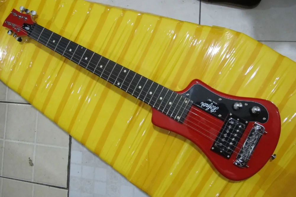 2019 Новинка + завод Мини электрическая гитара Hofner красная дорожная легкая в